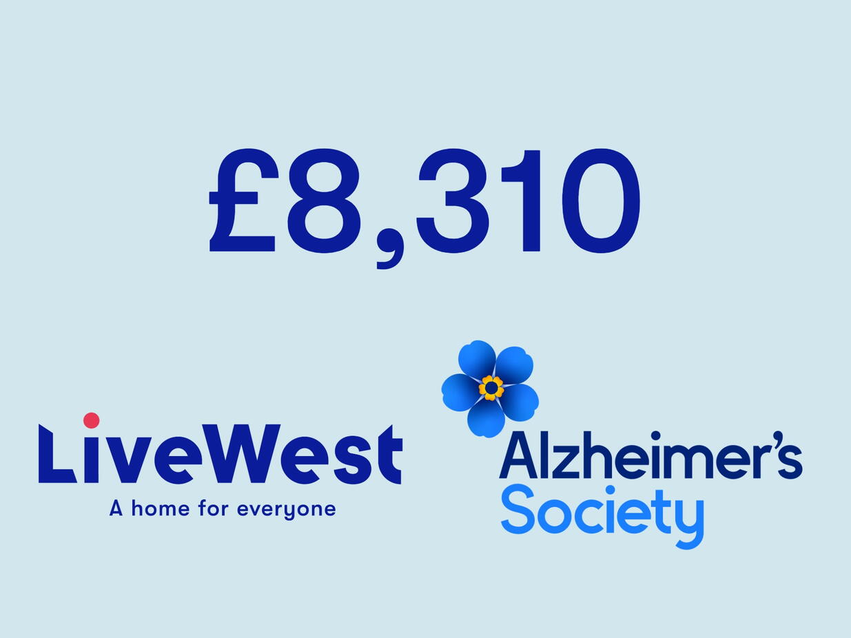 LiveWest has raised over &pound;8,300 for Alzheimer&rsquo;s Society.