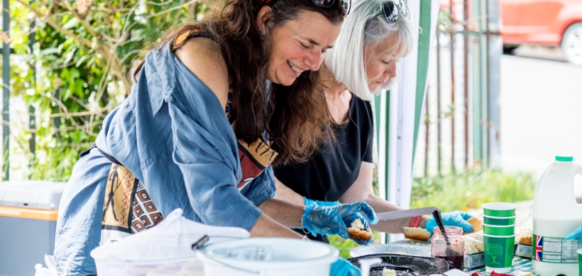 Women making cream teas. 