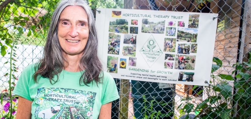 Resident Deb Hoskin at the Penlee allotment 