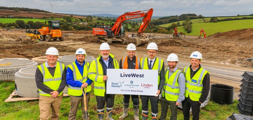 Colleagues from LiveWest and Vistry where work has started on the development site. Image: Vistry Group