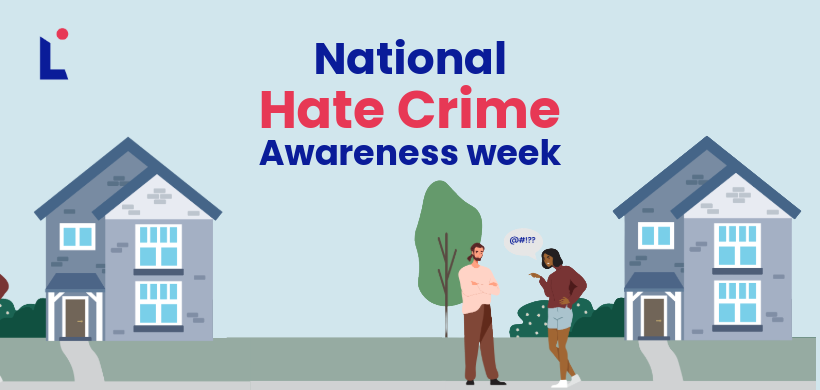 National Hate Crime Awareness week illustration showing two people shouting on the street