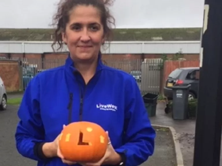 Kathryn Perks with pumpkin entry
