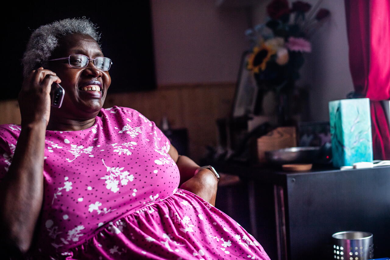 Image of LiveWest customer making a phone call