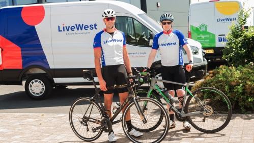 Two LiveWest colleagues ready for a charity bike ride.