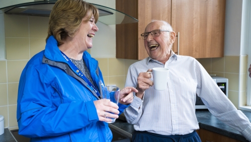 Customer and Colleague drinking tea