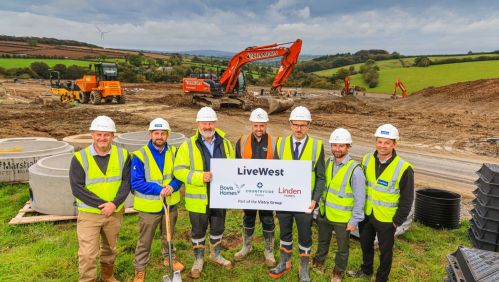 Colleagues from LiveWest and Vistry where work has started on the development site. Image: Vistry Group