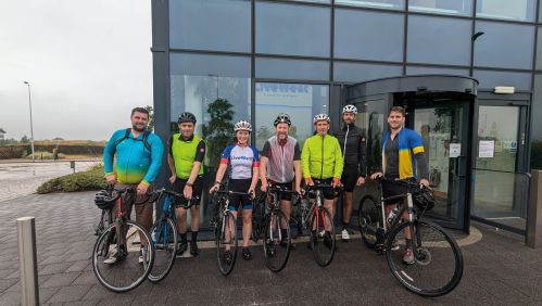 Colleagues involved in the charity bike ride. 