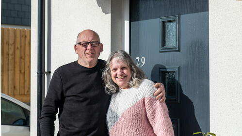 Image of Ann and Kev outside their new home in Bodmin