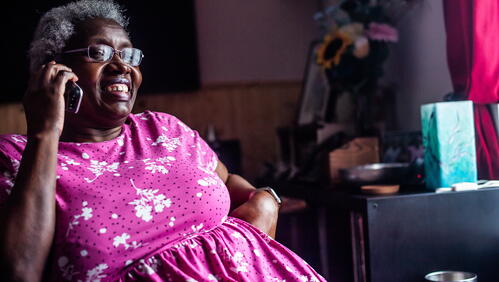 Image of LiveWest customer making a phone call