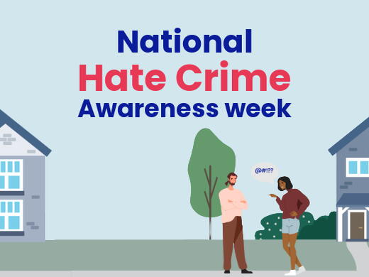 National Hate Crime Awareness week illustration showing two people shouting on the street
